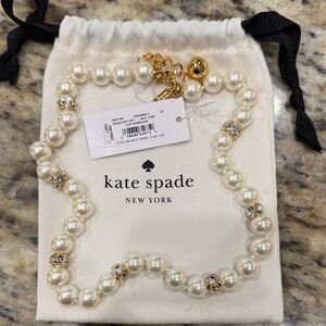 Kate Spade Lady Marmalade Pearl white Necklace with Gold Details